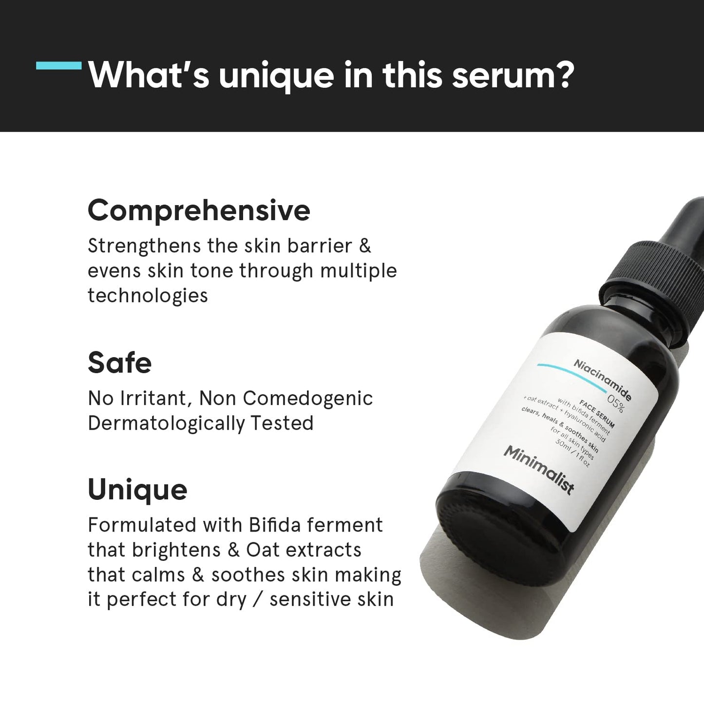 Minimalist 5% Niacinamide Serum for Clear Glowing Skin | With 1% Hyaluronic Acid for Hydration | Pore Minimizer for Face | Clears Acne Marks & Blemishes | For Women & Men | 1 Fl Oz / 30 ml