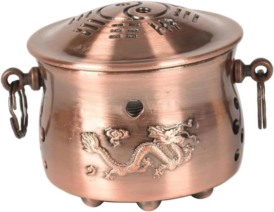 FRCOLOR Antique Copper Moxibustion Box Portable Multi-Function Moxa Burner Filter Design for Home Use and Relaxation Therapy