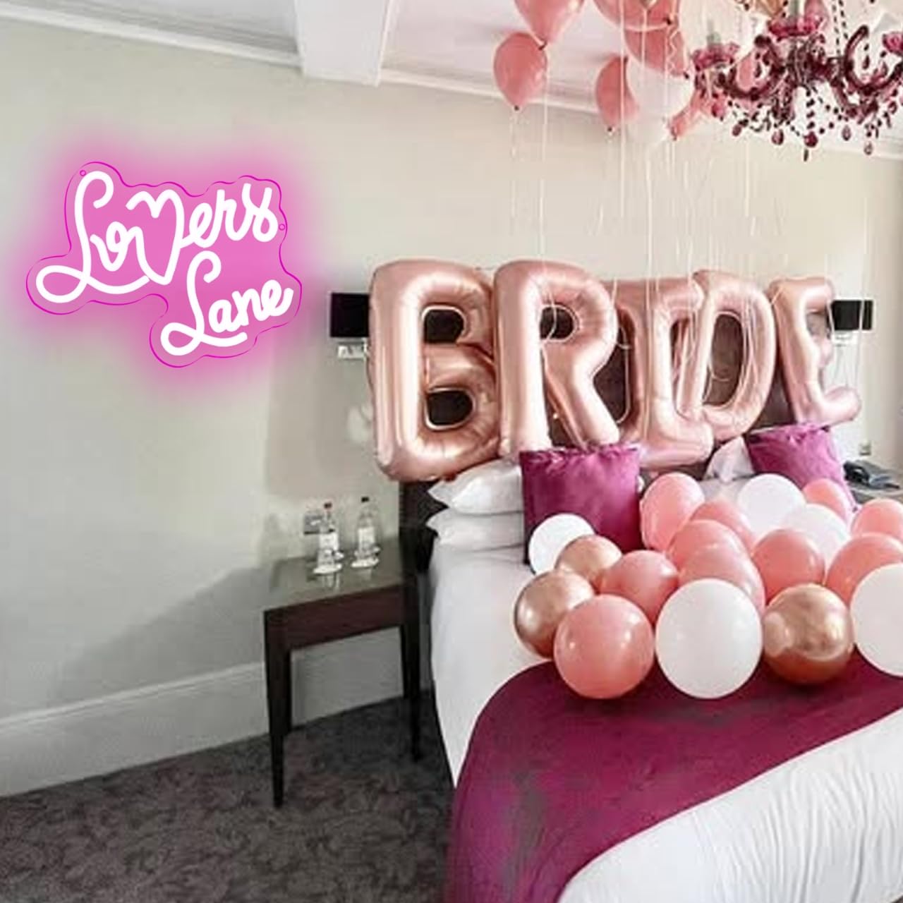 Lmnopqr Lovers Lane Street Sign Neon Sign Aesthetic Pink LED Night Light for Wall Decor, Dimmable USB for Bedroom, Wedding Party, Bar, Store, Valentine's Day Gift for Girlfriend or Wife