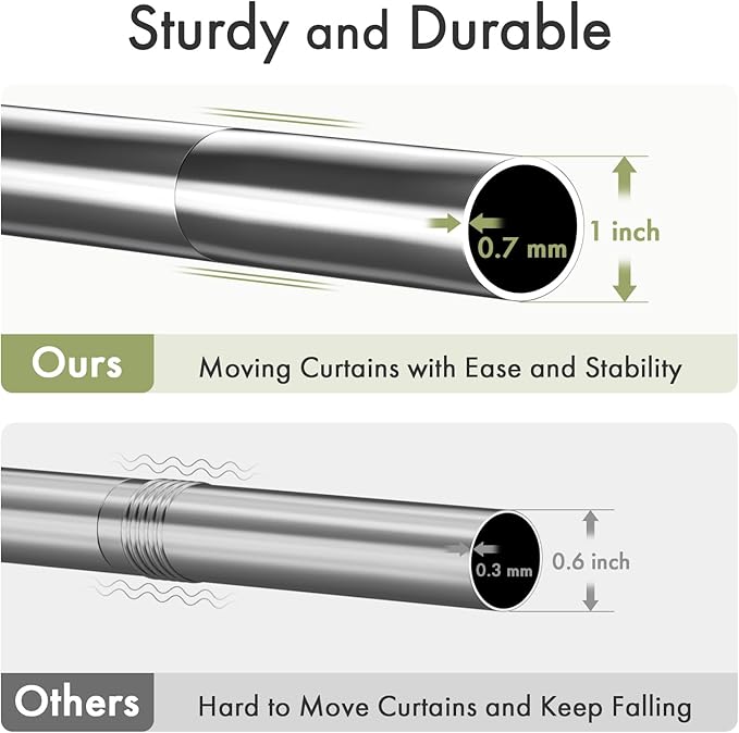 AmazerBath Spring Tension Shower Curtain Rod, 31-75 Inches Heavy Duty Tension Rod Rust Proof Bathroom Curtain Rod, Adjustable No Drill Easy Segmented Installation, Chrome