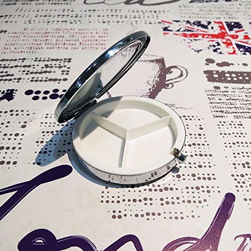 Arabic Style Black White Pattern Travel Pocket Pill case Medicine Drug Storage Box Dispenser Mirror Gift