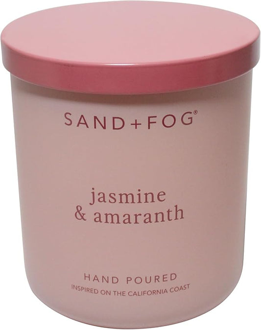 Sand + Fog Scented Candle - Jasmine Amaranth â Additional Scents and Sizes â 100% Cotton Lead-Free Wick - Luxury Air Freshening Jar Candles - Perfect Home Decor â 10oz