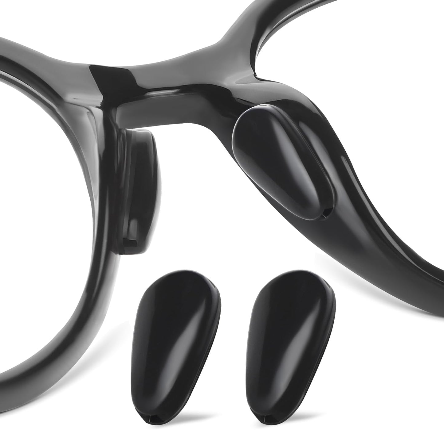 Glasses Nose Pads, Anti Slip Eyeglass Nose Pad 3.2mm Heightened Airbag Cushions, Silicone Adhesive Glasses Nose Grips, Teardrop Replacement Nose Pads for Sunglasses (5 Black Pairs)