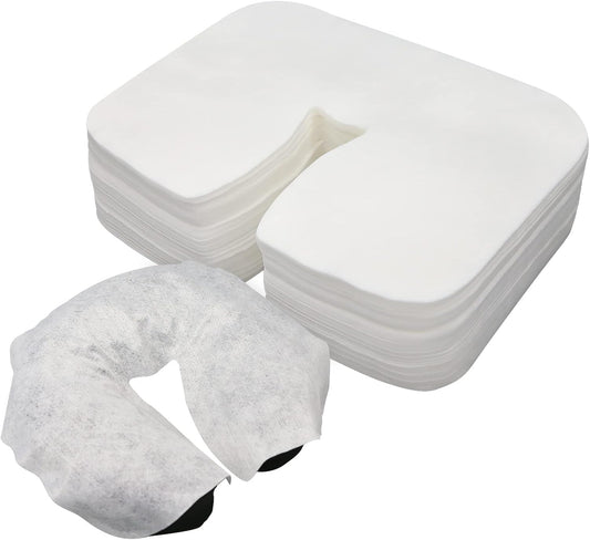 200 Count Disposable Massage Face Cradle Covers Non-Sticking Massage Face Covers Ultra-Soft, Medical-Grade, Fitted Disposable Headrest Covers for Massage Table 14.2" x 10.6"