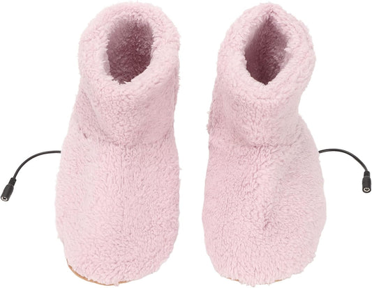 Heated Foot Warmer Shoes, USB Charging Electric Plush Warming Shoes with Soft Lining and Non Slip, for Cold Winter Home and car use (Pink)
