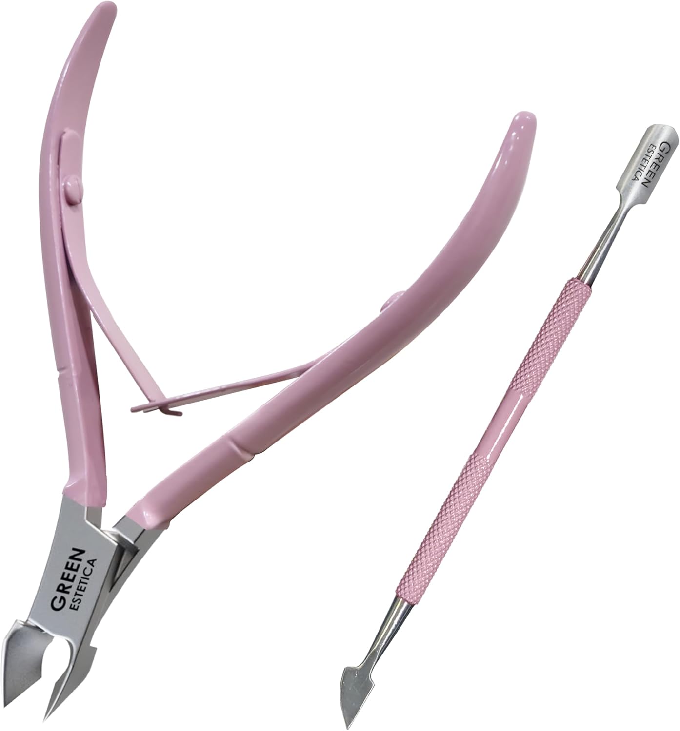 Professional Cuticle Trimmer with Cuticle Pusher Nail Cuticle Remover Nipper Silver Stainless Steel Sharp Blades Manicure Tools with Double Spring Nail Care Pedicure Nail Tools Home Spa (Rose)