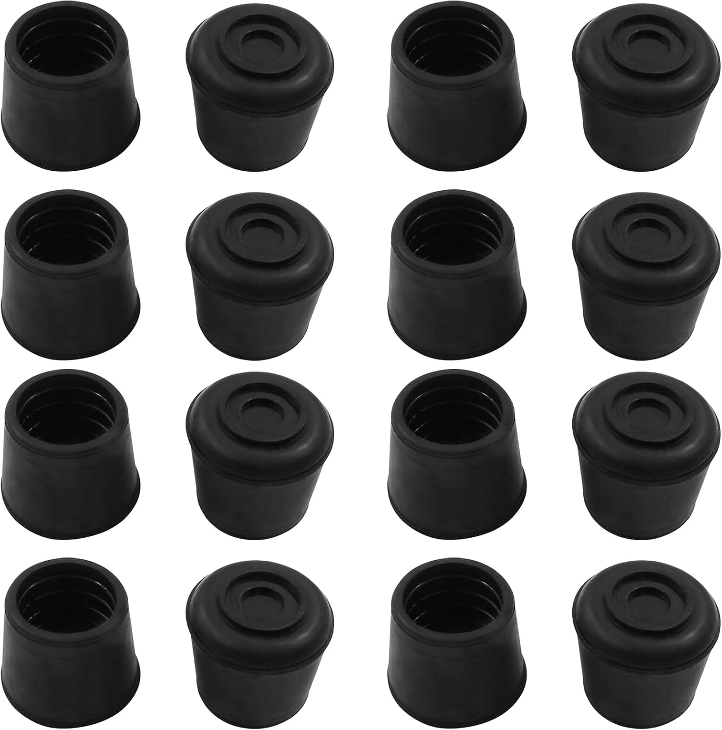 16Pcs 7/8 Inch (22mm) Chair Leg Tips Caps, Round Rubber Non-Slip Folding Chair Leg End Caps Black Furniture Table Feet Caps Floor Protector Cover for Hardwood Floors