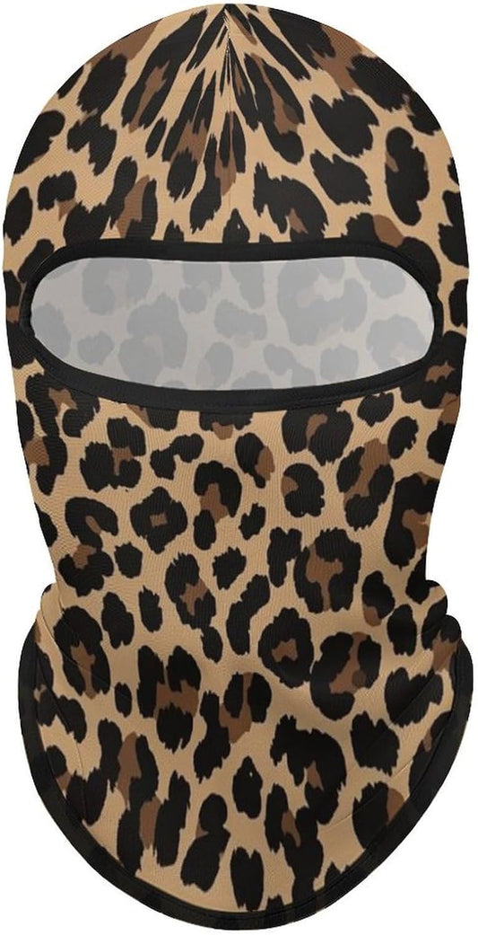 Men’s Lightweight Ski Mask Balaclava, Leopard Cheetah Print Sun Shield Face Cover for Outdoor Sports, Motorcycle Accessories, Dust Proof Reusable Neck Gaiter