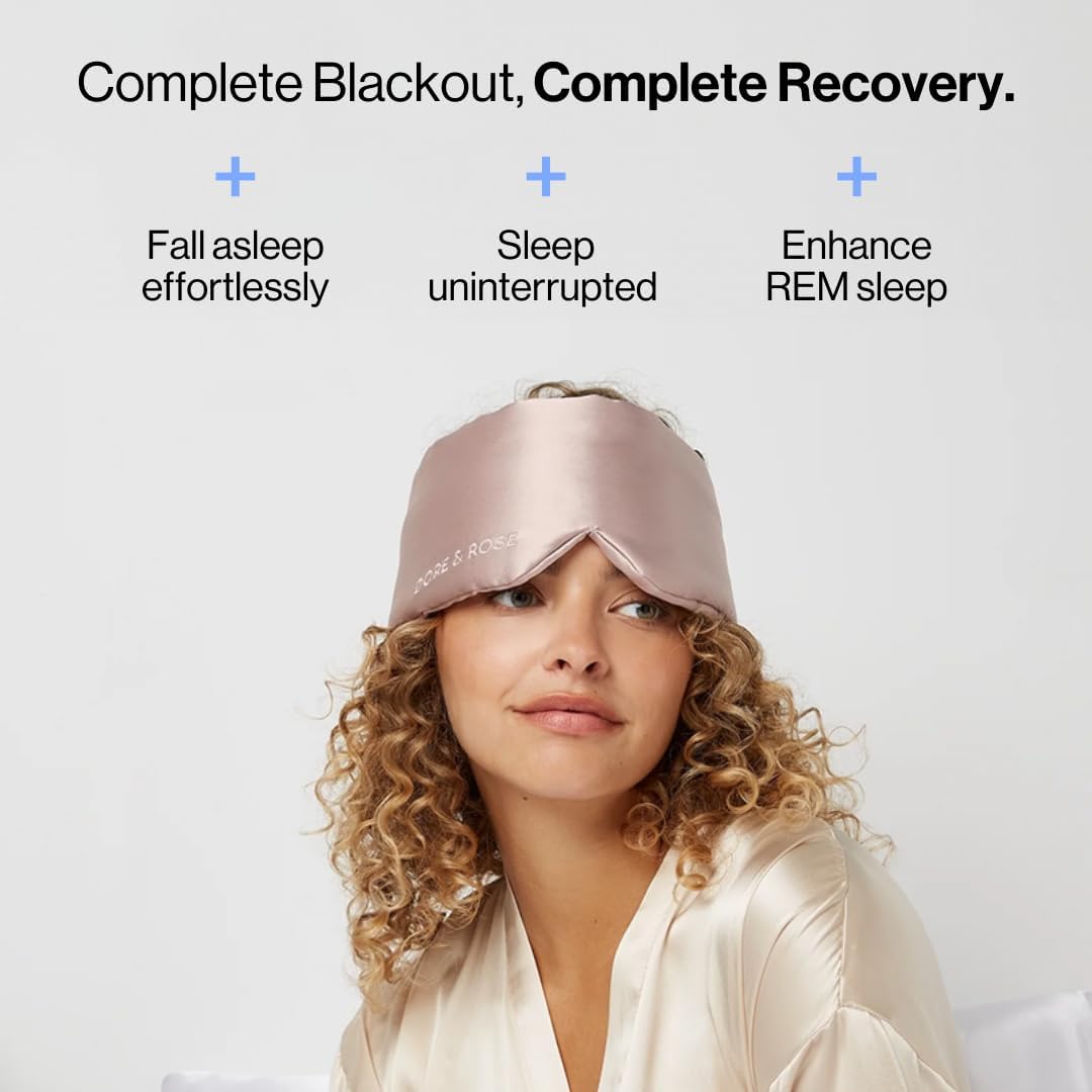 Dore & Rose Deep Sleep Mask Light Blocking, 23 Momme Mulberry Silk Eye Mask, Ultra Soft, Adjustable - Travel Sleeping Mask for Men & Women - Champagne