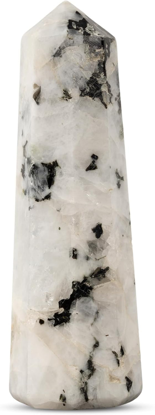 Rainbow Moonstone Healing Crystal Tower Obelisk – Crystals and Healing Stones for Meditation, Reiki, Chakra Balancing, and Crystal Grids – Crystal Points for Home or Office – Spiritual Decor & Gift