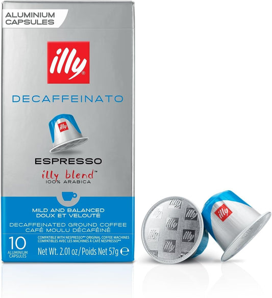 Illy Espresso Compatible Capsules - Single-Serve Coffee Capsules & Pods - Classico Decaf Roast - Notes Of Caramel, Toasted Bread & Chocolate Pods - For Nespresso Coffee Machines – 10 Count