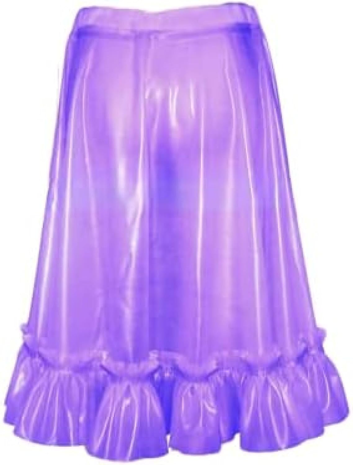 Transparent Purple Sexy Latex Skirts with Frills Short Rubber Bottoms,Transparent Purple,X-Large