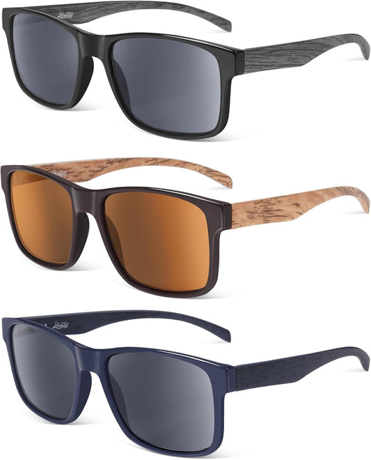 LADEESSE 3 Pack Reading Sunglasses For Men/Women - Fashion UV400 Sunglasses With Readers Built In Sun Outdoor Protection 3.5（No Bifocal）