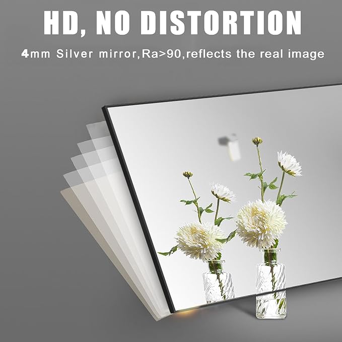 Rectangle Bathroom Mirror 28x34 inch, Large Mirror with Black Frame, Rectangular Vanity Mirror 28" X 34", Modern Matte Wall Mounting Mirrors, Hang Horizontal or Vertical