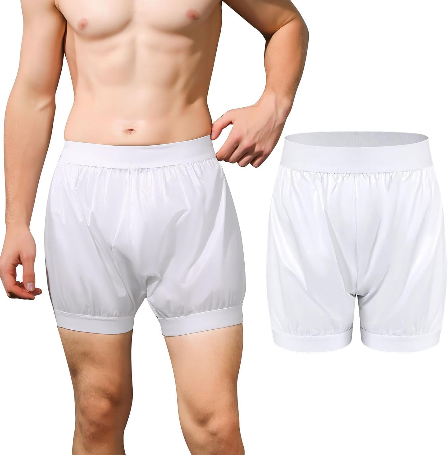 Carer Adult Diaper Cover Unisex Washable Incontinence Boxer Briefs Enclosed Elastic Leakproof Incontinence Underwear for Men Women Incontinence Supplies(White，X-Large)