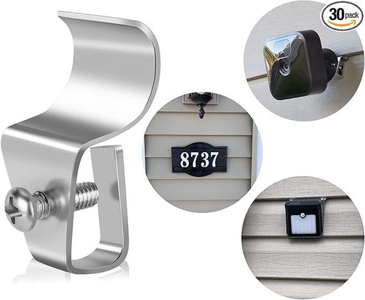 Antimbee 30-Pack Vinyl Siding Hanger, No-Hole Outdoor Camera Mount, Weatherproof 304 Stainless Steel Hooks for Blink, Arlo, Ring