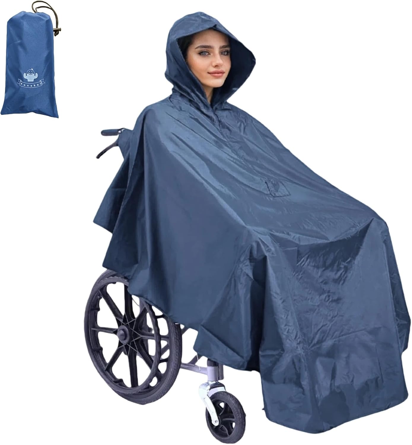 Wheelchair Poncho Wheelchair Cover Lightweight, Breathable & Waterproof Wheelchair RainCape Universal Fit, Mobility Scooter Poncho Full Body Coverage for Adults Reusable (Blue)