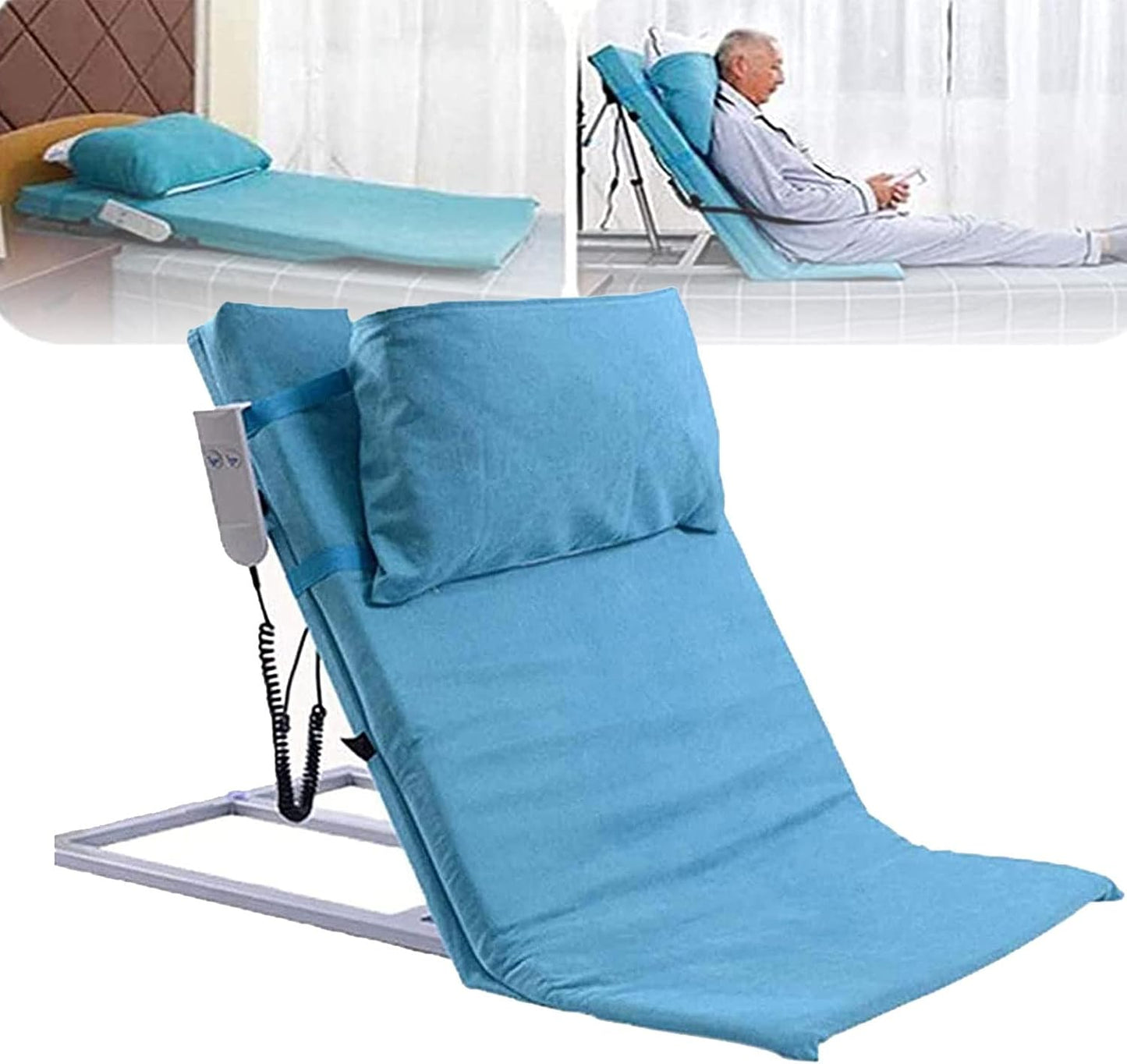 Medical Pillow Lifter,Adjustable Power Lifting Bed Backrest W/Electric Pump System,Sit-Up Back Stand Assist Aid Fits Standard Hospital Bed