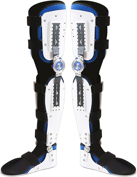 Adjustable Knee Joint Fixed Brace Full Leg Brace Knee Support Lmmobilizer Breathable Thigh Knee Ankle Foot Supports Orthosis Soft and Breathable Helps to Improve Balance Leg Stre,Left+right leg