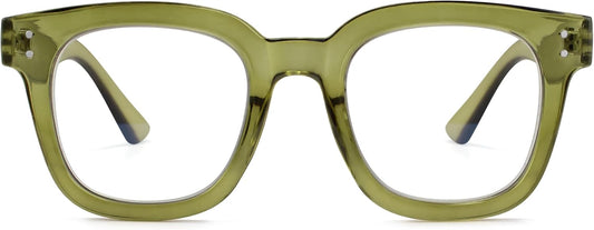 Madison Avenue Oversized Blue Light Blocking Glasses for Women Fashion Blue Light Blockers Anti Eyestrain & UV Protection Computer Eyeglasses (Olive Green)