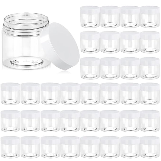 ï»¿Eternal Moment 36 Pack 6 OZ Plastic Jars Round Clear Cosmetic Container Jars with White Lids, Perfect for Lotion, Slimeï¼Cream, Ointments, Makeup, Eye Shadow, Samples, Pot, Travel Storage