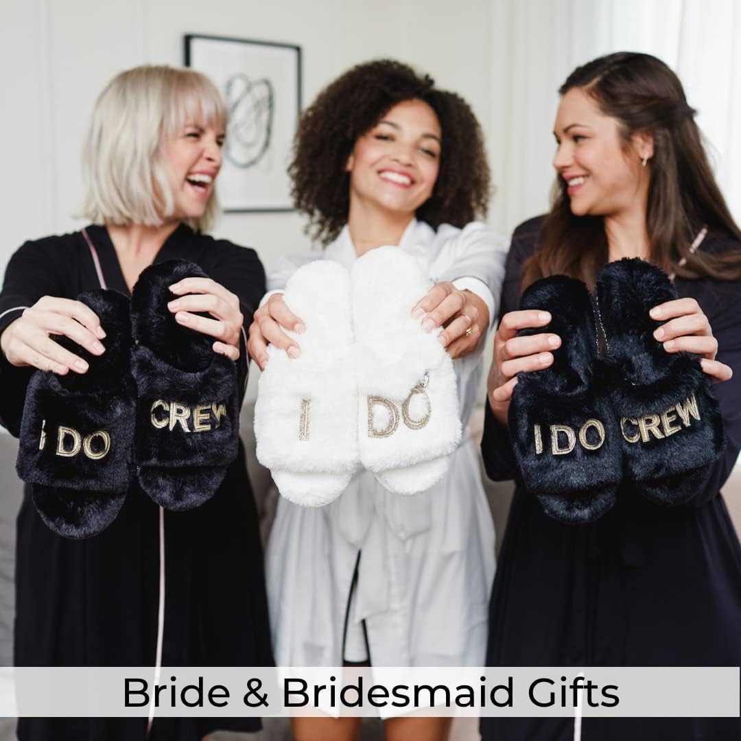 Dearfoams Women's Bride and Bridesmaid Gifts I Do Crew Slippers for Wedding and Bachelorette Party, Medium