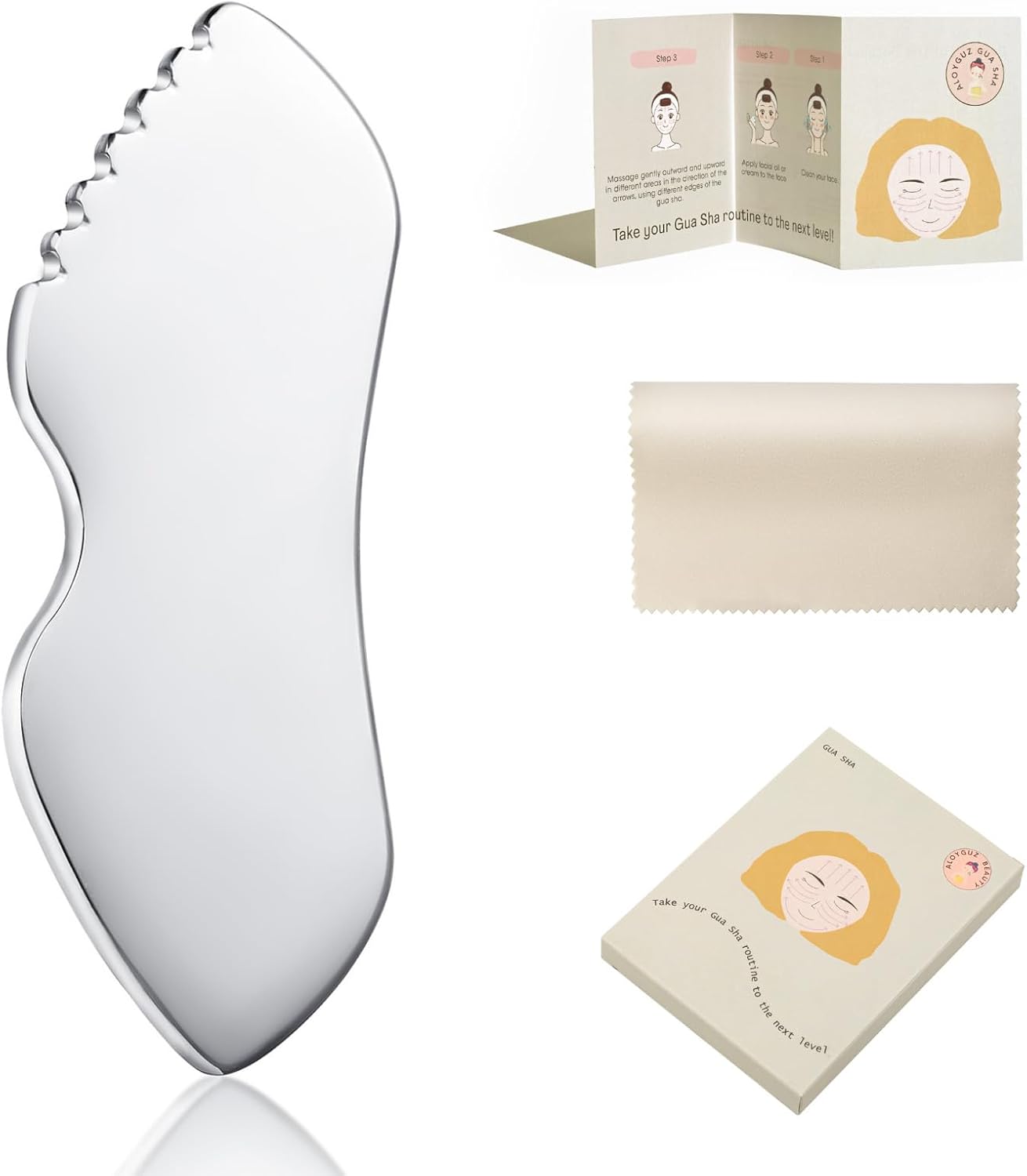 Stainless Steel Gua Sha Facial Tools Metal Detail Gua Sha Stone Body Lymphatic Drainage Massager Face Guasha Face Sculpting Tool Skin Care