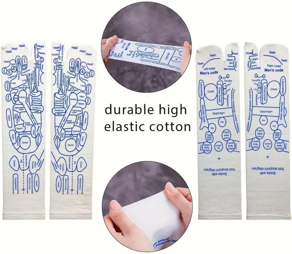 Jinshining White Reflexology Socks Set,Reflexology Socks with Trigger Point Massage Tool, Acupoint Socks Set, Massage Tools and Equipment