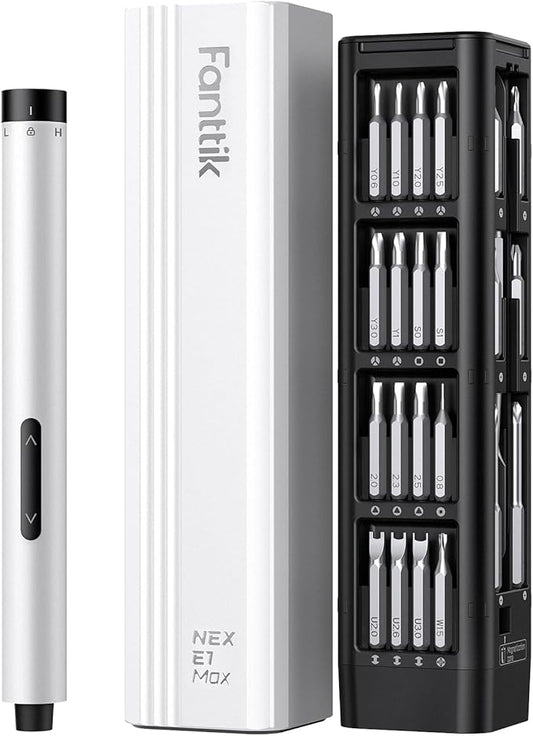 Fanttik E1 Max Electric Screwdriver, Mini Precision Screwdriver Set, 50 Magnetic Bits, Magnetic Storage, 5/32ââHex, Repair Tool Kit for Electronics Phone Camera Laptop Watch (White)
