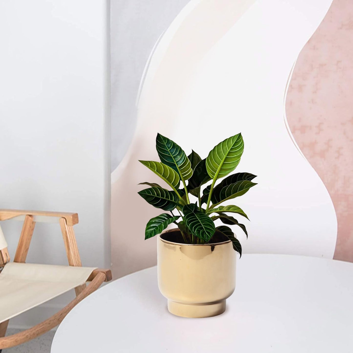 LB Gold Ceramic Planters for Indoor Plants, Succulent Plant Pots Ceramic Flower Pots, Modern Plant Pot for Living Room Office Home Decor, Round Flower Pot of 4.3 Inch(Plant Not Included)