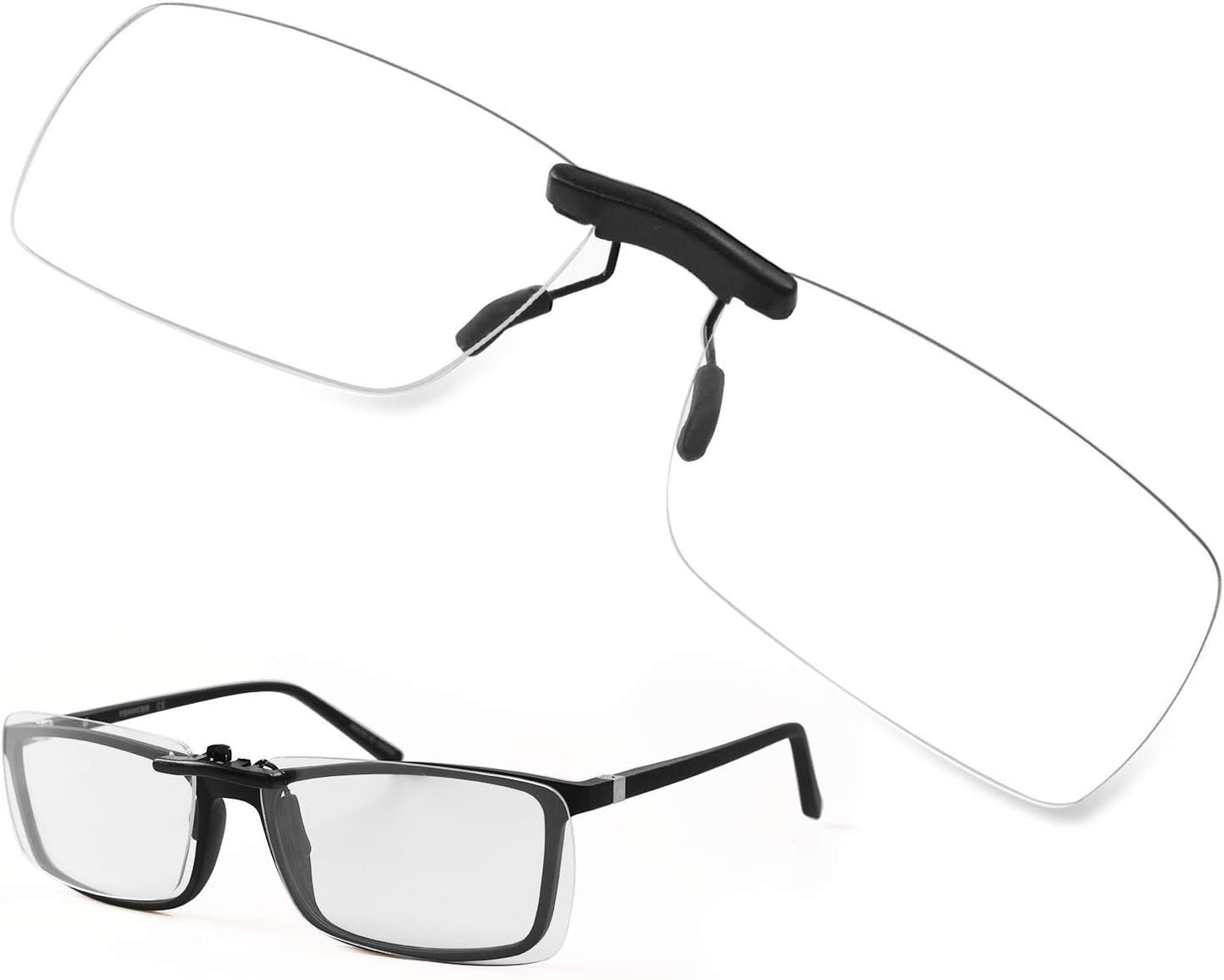 FONHCOO Clip on Blue Light Blocking Glasses Womens Mens over Prescription Glasses Frameless Lens