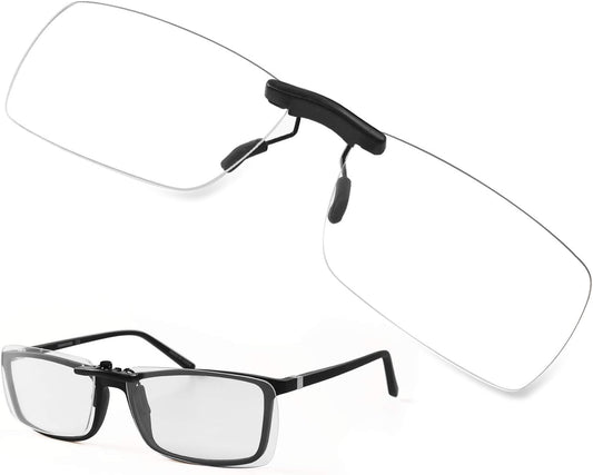 FONHCOO Clip on Blue Light Blocking Glasses Womens Mens over Prescription Glasses Frameless Lens