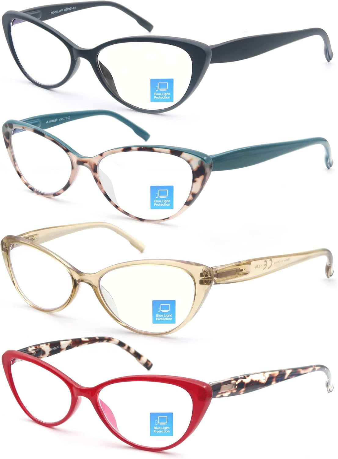 MODFANS Blue Light Reading Glasses for Women 3.5 Ladies Readers Spring Hinges,Anti Glare UV Eyestrain,Computer Eyeglasses Women