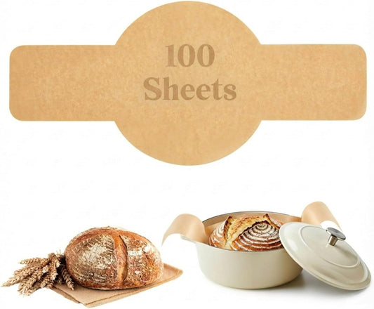 Marspark 100 Pcs Parchment Paper for Sourdough Baking, Bread Sling - Dutch Oven Liner, Pre-Cut Parchment Baking Supplies for Easy Dough Transfer (Round)