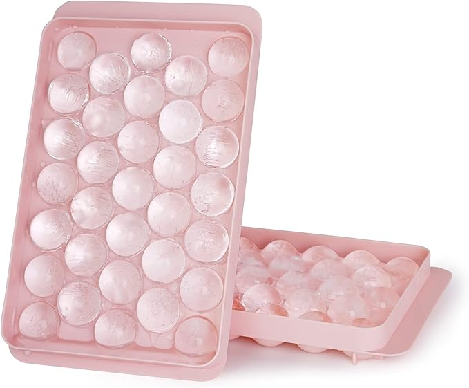 WIBIMEN Mini Ice Cube Trays, Small Ice Cube Trays Easy Release,104x4 PCS Round Ice Cube Tray Crushed Ice Tray for Chilling Drinks Coffee Juice(4Pack Ice trays & Ice Bin & Ice Scoop)