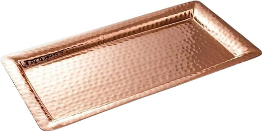 Monarch Abode Decorative Tray â 12-Inch Hand Hammered Copper Plated Metal Bathroom Tray Countertop, Vanity Trays Organizer, Perfume Plate for Dresser, Kitchen Countertop Small Fruit Platter