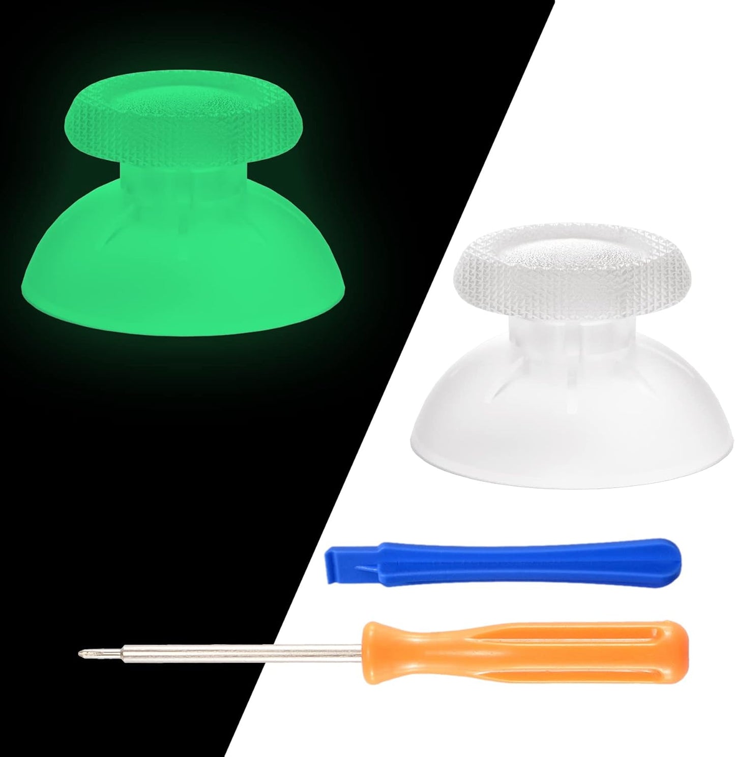 eXtremeRate Glow in Dark - Green Replacement Thumbsticks for PS5 Controller, Custom Analog Stick Joystick for PS4 Controller Universal