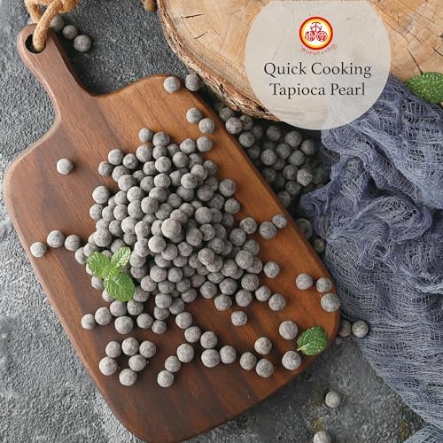 WuFuYuan Boba Tapioca Pearls, Black Sugar Flavor, Quick Cook Bubble Tea Boba, Microwave Ready in 3 Minutes, 8.8 oz(Single Pack)