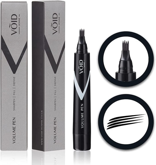 VOID Homme Beard Pen Filler for Men (Black) Instant Beard Pen Kit & Filler Beard Pencil, Easy Beard Pen Liner, Beard Filler Pen for Beard Filling Pen Kit & Beard Marker, Waterproof Beard Pen