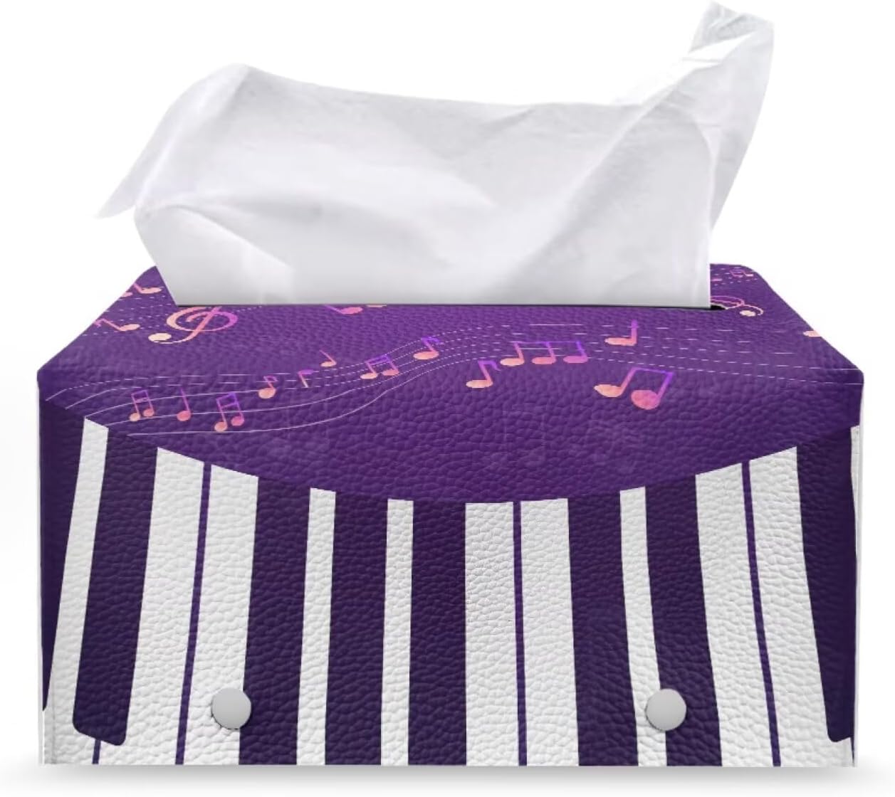 Jeiento Music Note Tissue Box Cover Christmas Tissue Holder Decorative Rectangle Facial Napkin Dispenser for Bathroom Bedroom Office,Purple