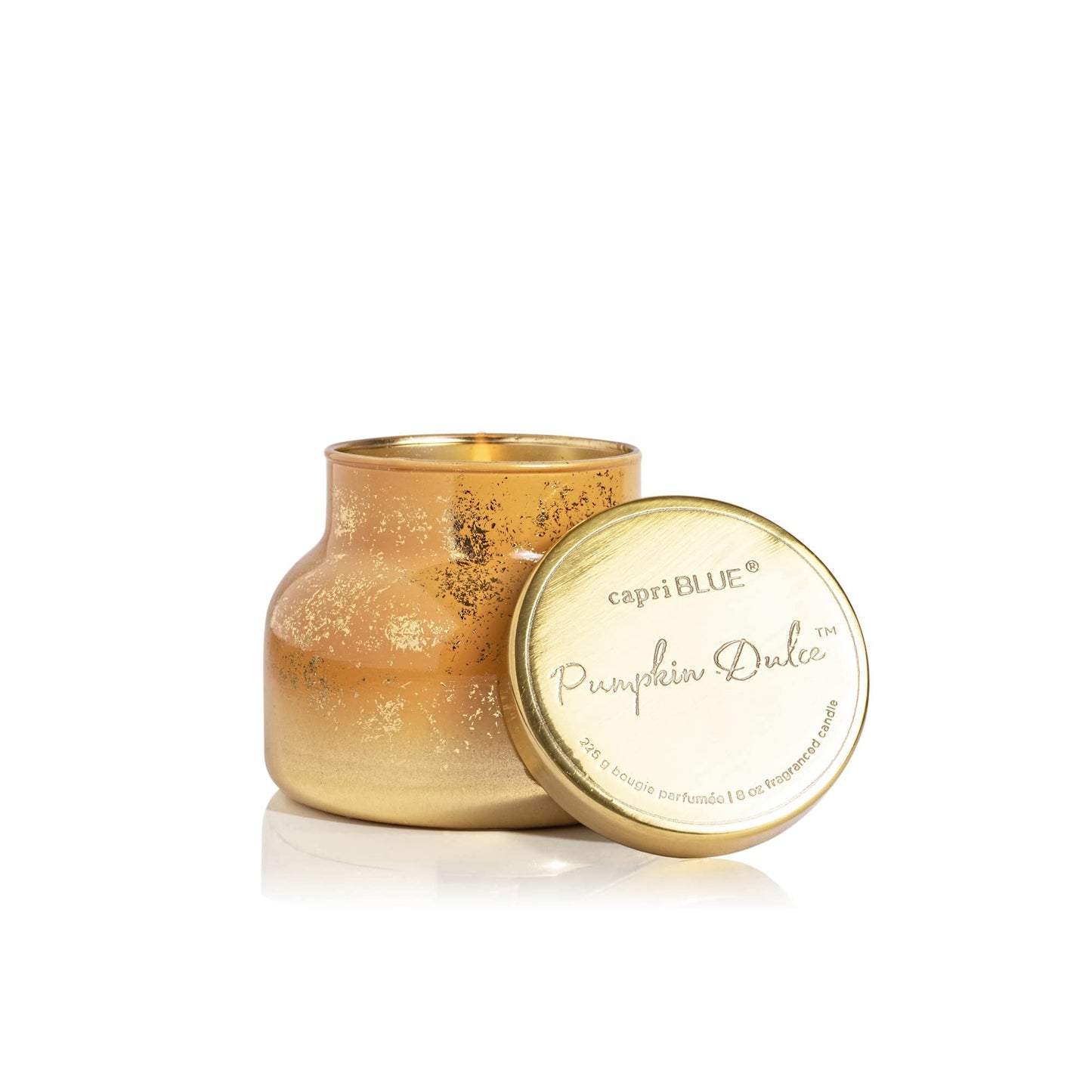 Capri Blue Glimmer Jar Candles - Luxury Holiday Scented Candles for Home - Long Lasting Soy Wax Blend - Scented Holiday & Home Decor - Pumpkin Dulce Petite Signature Jar (8 oz)