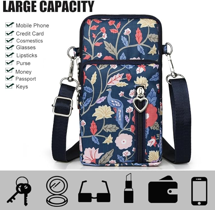 JANKS Small Crossbody Bag for Women - Mini Phone Purses with Crossbody Strap and Wallet - Nylon Arm Bag