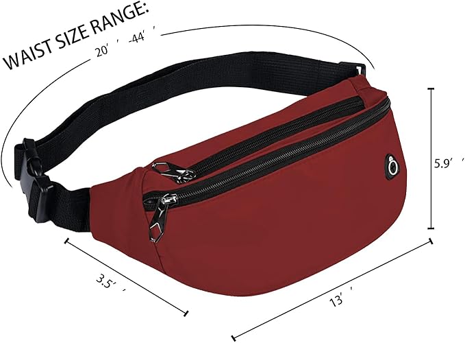 Fanny Packs for Men and Women, Waterproof Sports Waist Pack Bag for Travel Hiking Running Hands-free