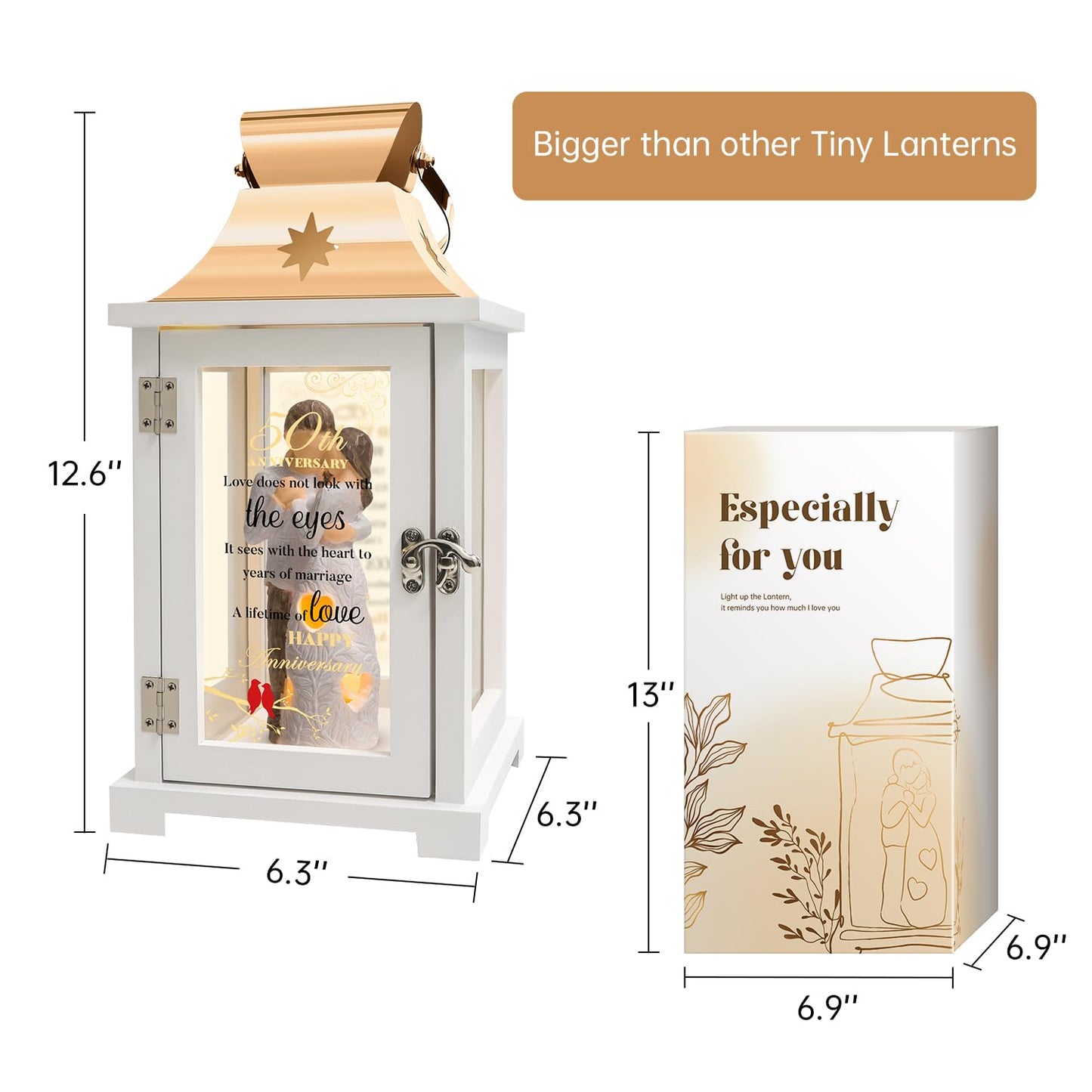 50th Anniversary Wedding Gifts for Couple Parents 50th Wedding Anniversary Lantern for Him Her Huband Wife - Husband and Wife Hugging Figurine Lantern