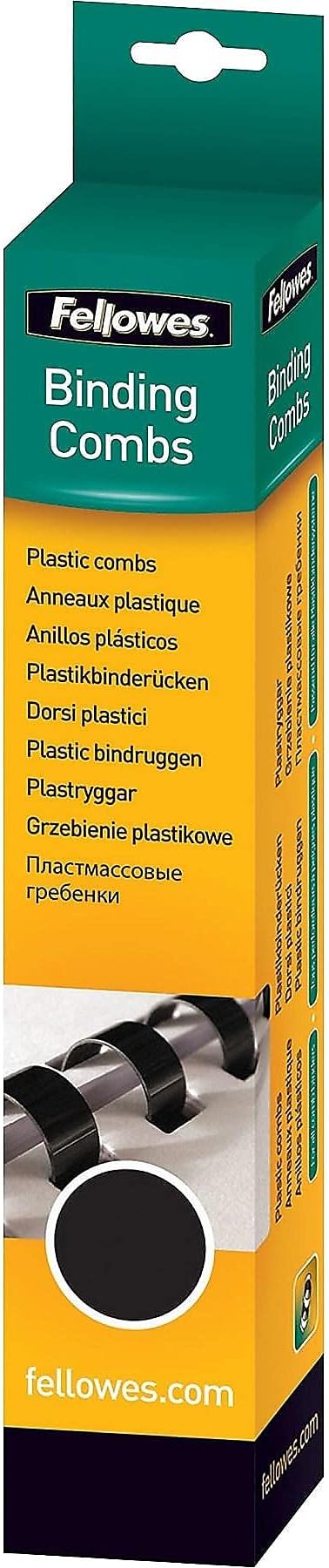 Fellowes Plastic Binding Combs, Round Back, 5/16 Inches, 40 Sheets, Black, 100-Pack (52507)