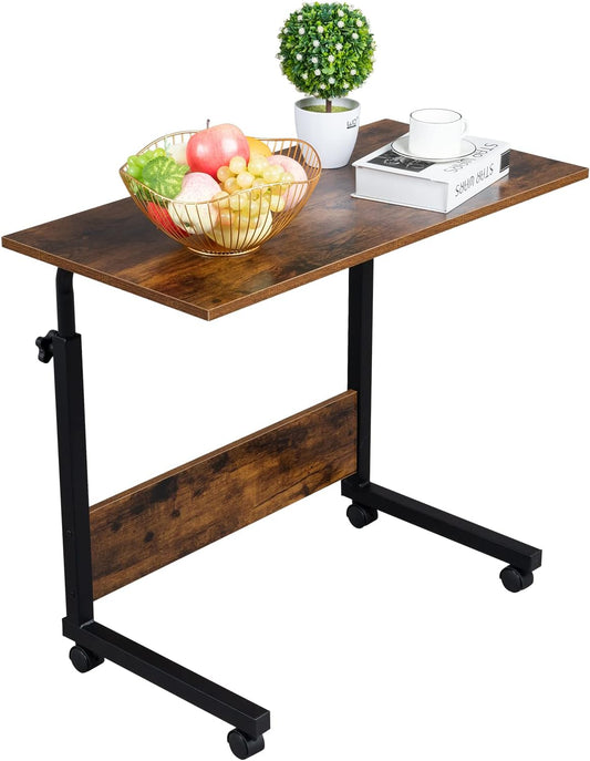 Adjustable Height Mobile Computer Desk, Rolling Laptop Stand Cart, Portable Standing Desk, Overbed Bedside Table
