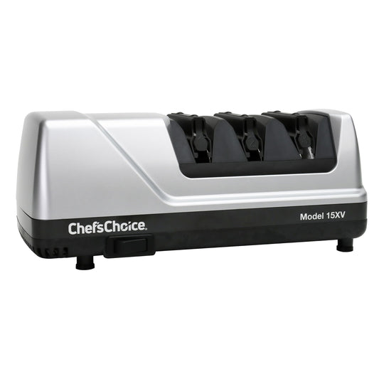 Chef’sChoice 15XV EdgeSelect Professional Electric Knife Sharpener with 100-Percent Diamond Abrasives and Precision Angle Guides for Straight Edge and Serrated Knives, 3-Stage, Gray
