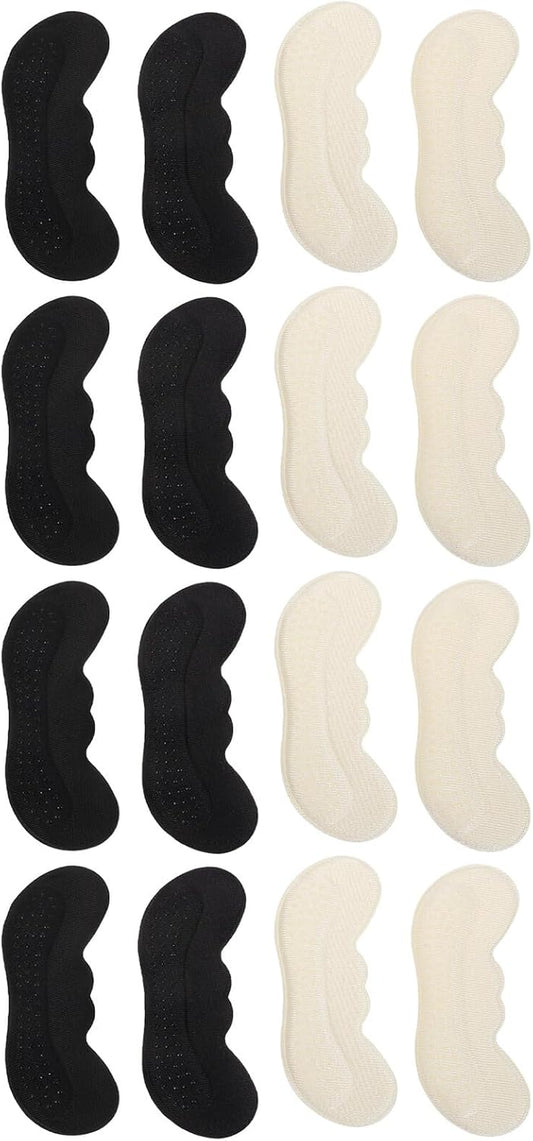 FOMIYES 8 Pairs Self-Adhesive Heel Grips Cushion Inserts for Women’s High Heels and Sports Shoes Anti-Slip with Skin and Black Colors for Shoe Size Reduction and Blister Prevention