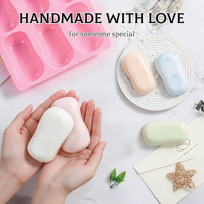 SJ Silicone Soap Molds 2 Packs, DIY Soap Molds for Soap Making, 6 Cavity Mold for Homemade Craft Soap Mold, Bath Bombs