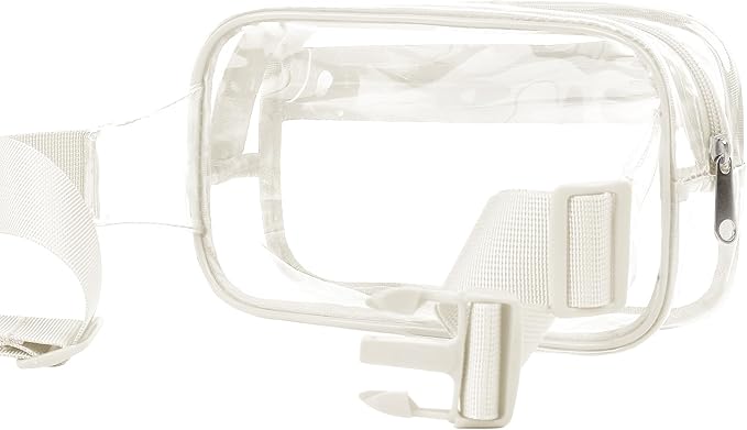 VOROLO Clear Fanny Pack Crossbody Bag For Women And Men Belt Bag Gift For Women Bum Bag with Adjustable Strap for Sports Clear White